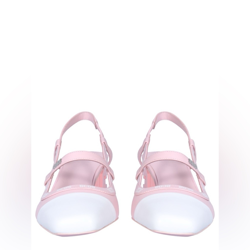 NEW GCDS Leather Lilit Slingback Pink Logo Pumps Block Heels Coquette Feminine - Picture 9 of 15